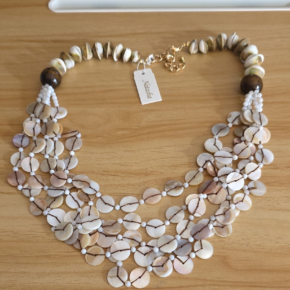 Natasha Denona Cream and Brown Shell Necklace